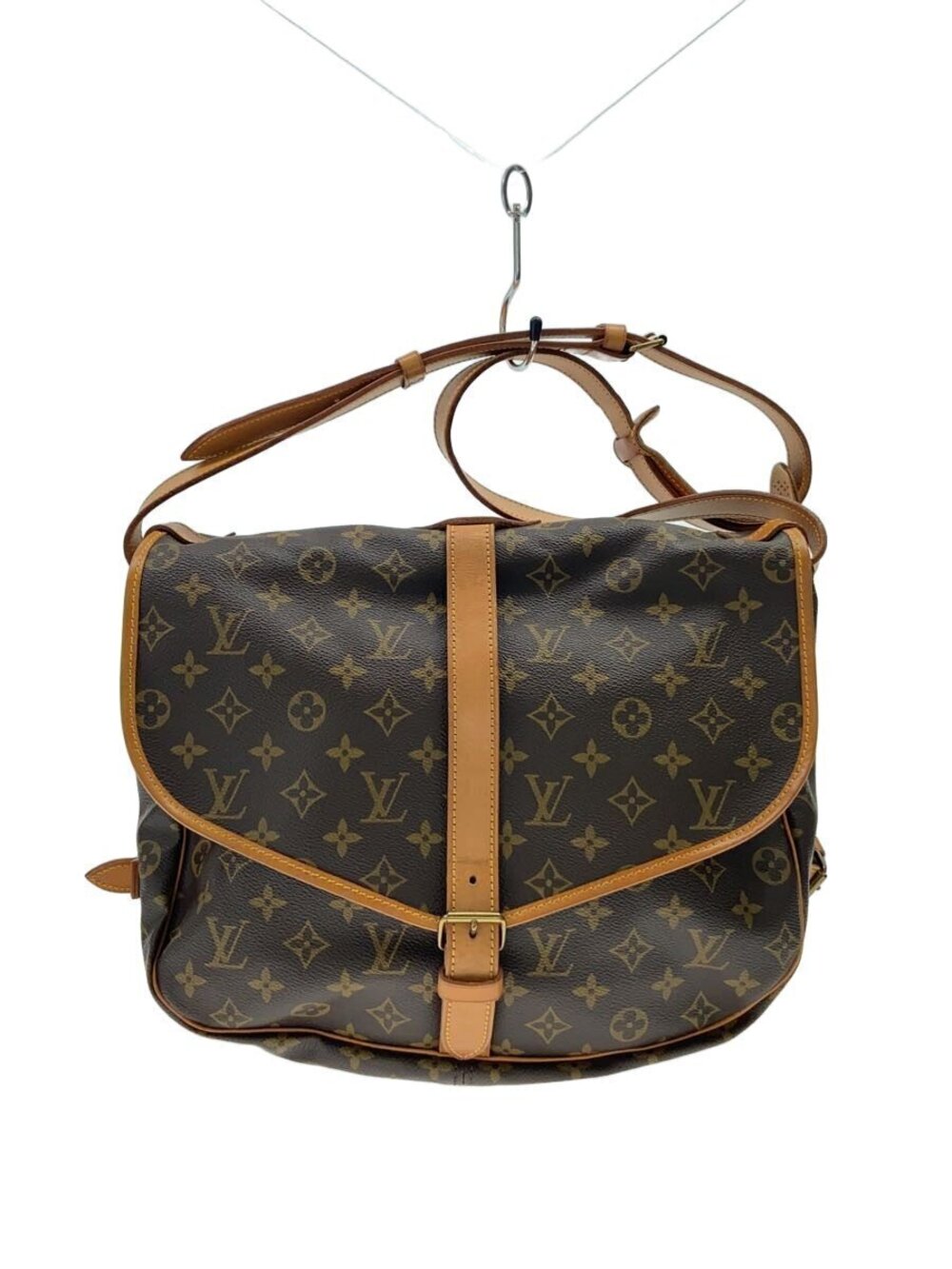 LOUIS VUITTON Saumur Canvas Leather Brown All over